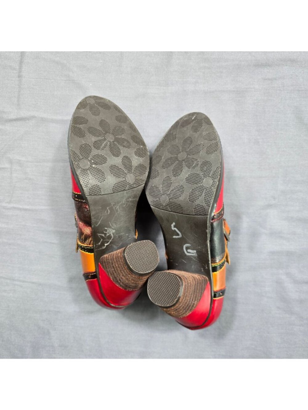 NEW Crazycat Size 36 Heeled Leather Oxford Pumps Shoes Floral Vintage Block Heel - Picture 5 of 6